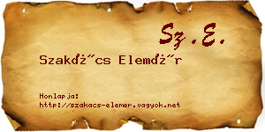 Szakács Elemér névjegykártya